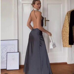 SS23 PETROL BLUE SATIN CAMISOLE DRESS